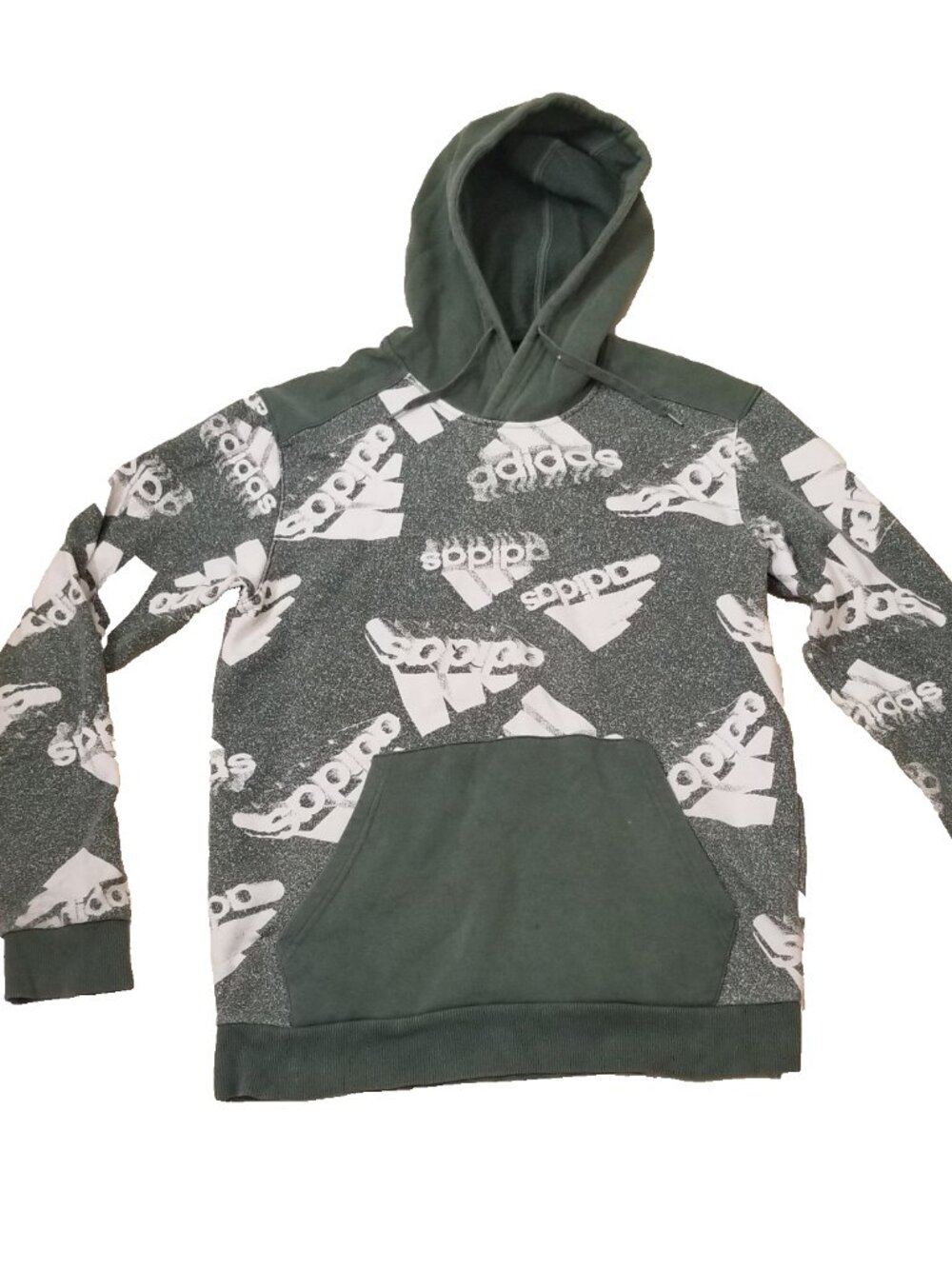 Adidas Hoodie Sweatshirt Men's Size Medium Green Logo Fall Winter Pullover Logo